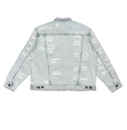 PREMIUM DENIM JACKETS WITH PEARL / RIHNESTONES LIGHT BLUE