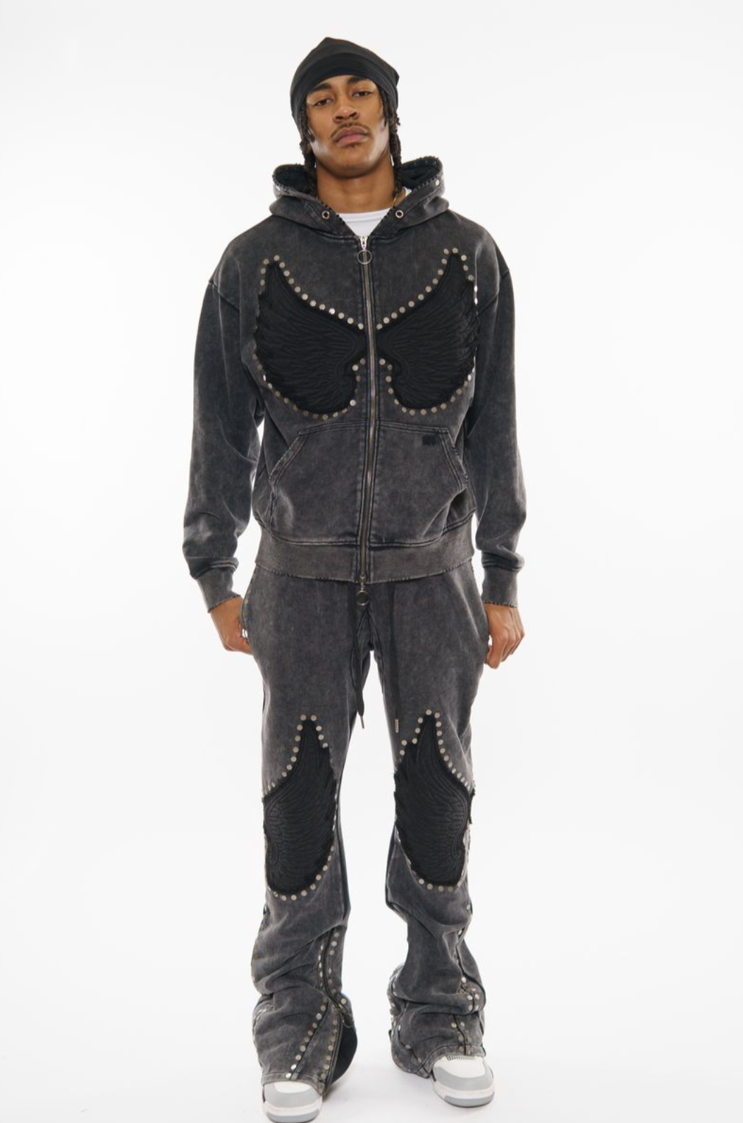 Gunzinii french terry hoodie set (black)