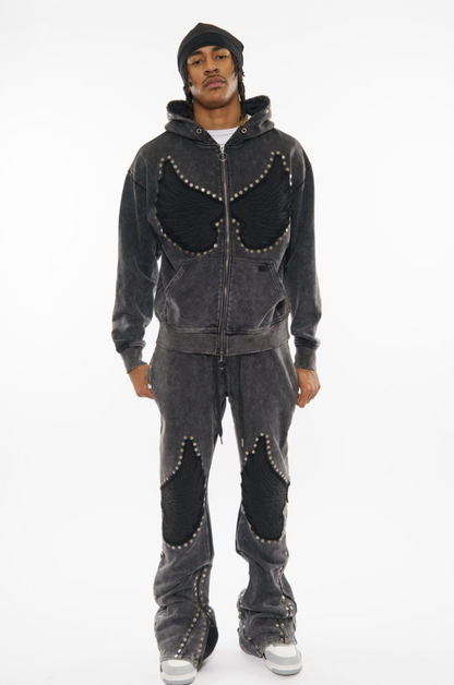 Gunzinii french terry hoodie set (black)