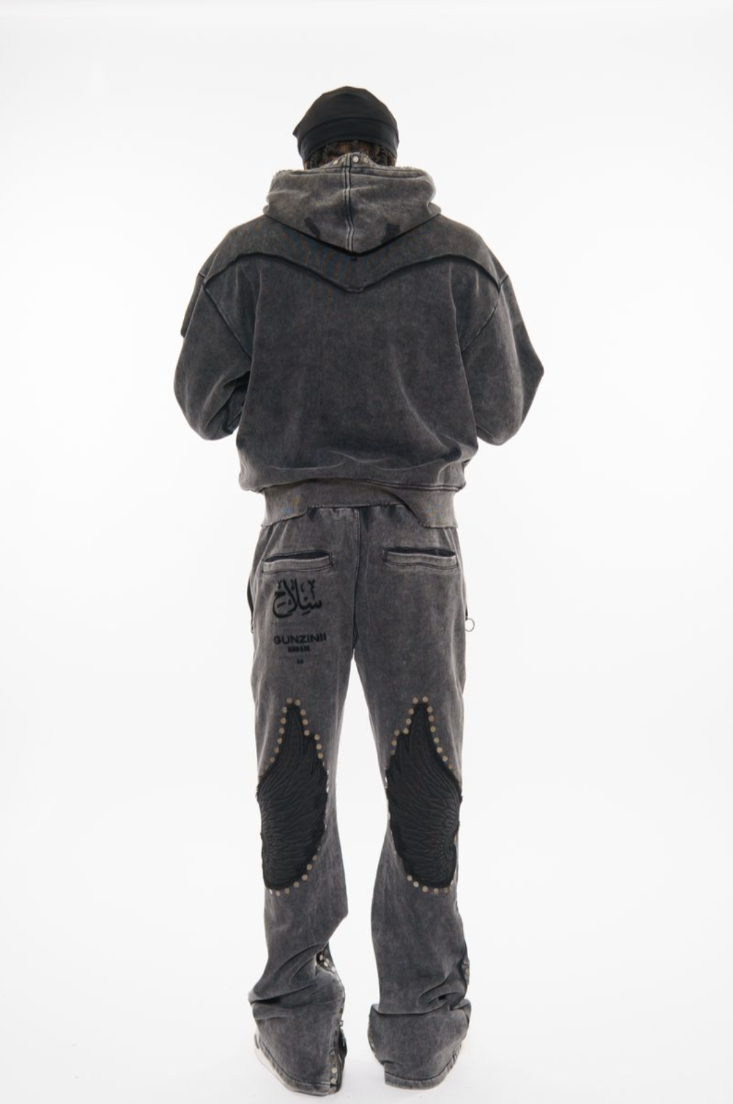 Gunzinii french terry hoodie set (black)