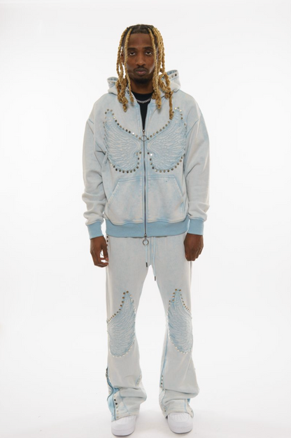 Gunzinii french terry hoodie set (Light Blue)