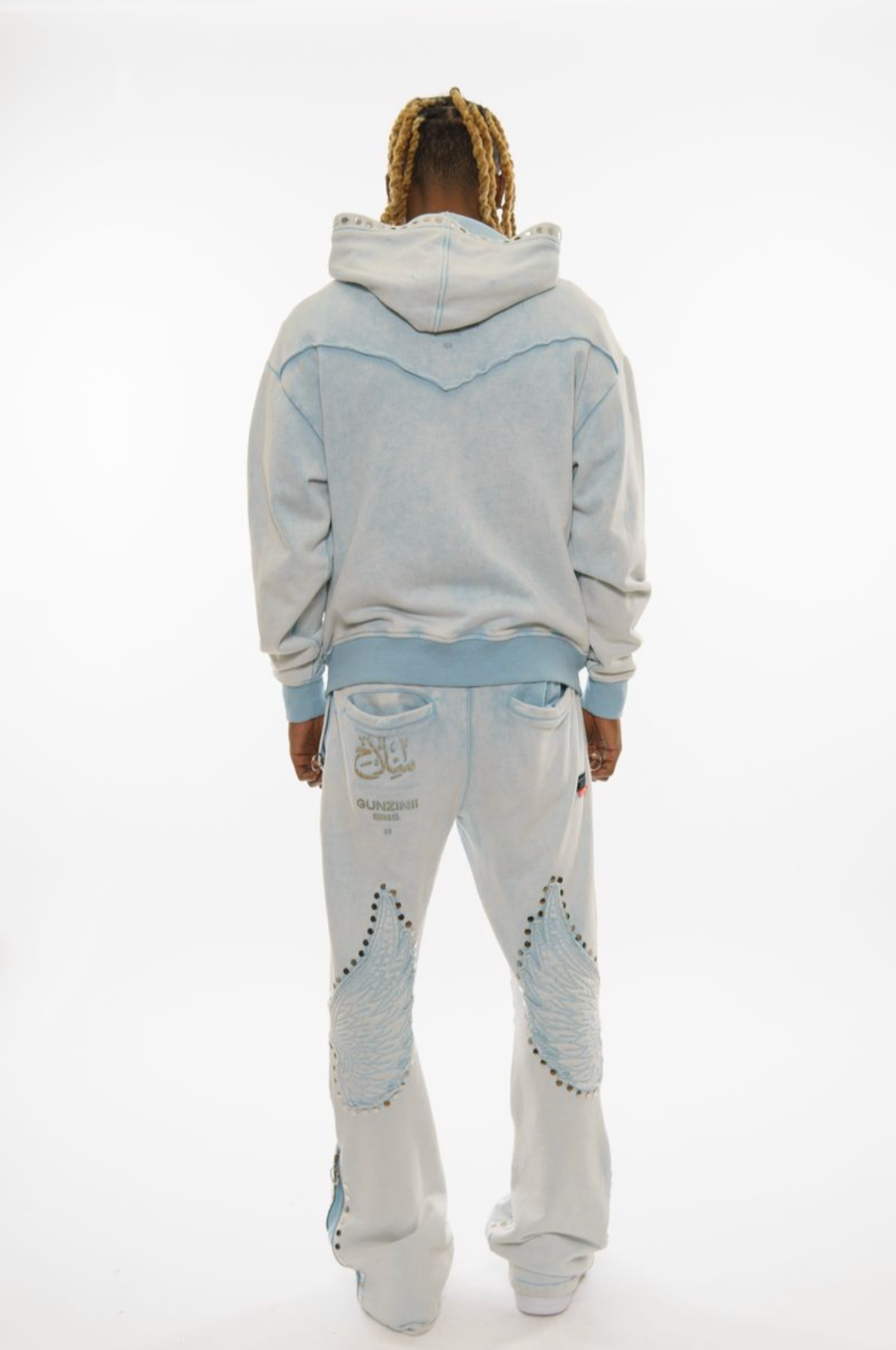 Gunzinii french terry hoodie set (Light Blue)