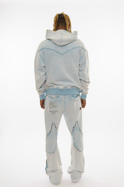 Gunzinii french terry hoodie set (Light Blue)