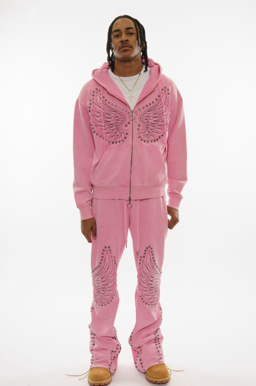 Gunzinii french terry hoodie set (pink)