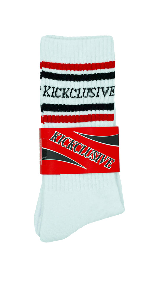 Kickclusive Exclusive Socks WHITE w/ Red & Black