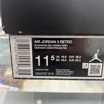 PRE OWNED Air Jordan 3 Retro OG Black Cement (2024) PRICE DROP